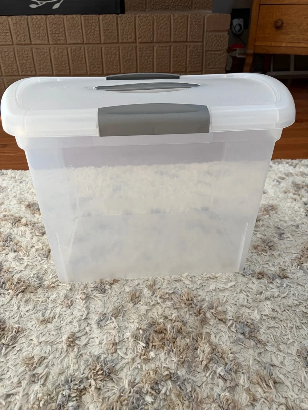 Sterilite Clear Plastic Storage File Container with Gray Lid Handle